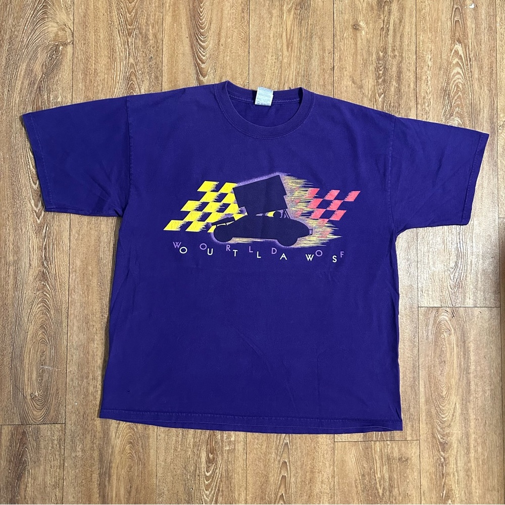 Vintage 1990s Gildan World Of Outlaws Y2K Eagle Graphic T-shirt Men’s XL Purple